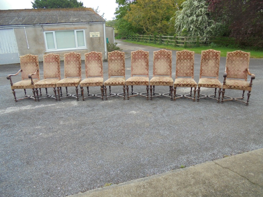 Set ten French 19th century upholstered dining chairs View IV