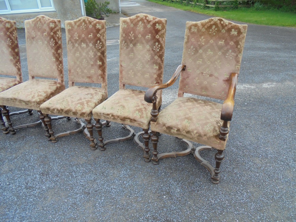 Set ten French 19th century upholstered dining chairs View V