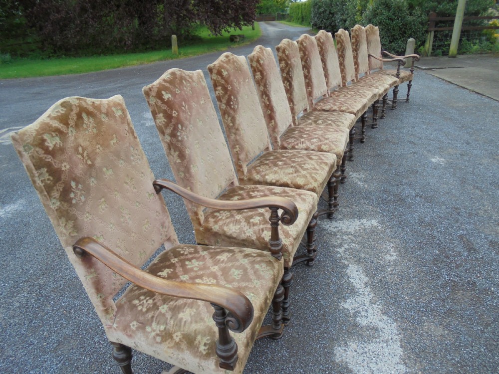 Set ten French 19th century upholstered dining chairs View VI