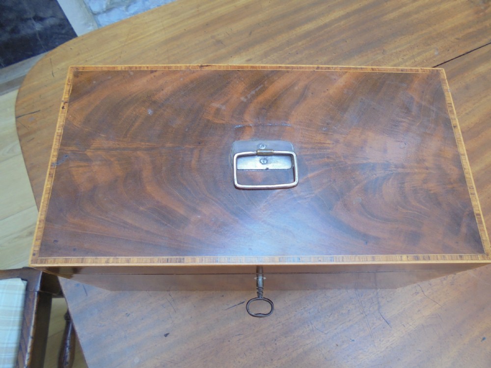 18th century mahogany boxwood banded tea caddy View III