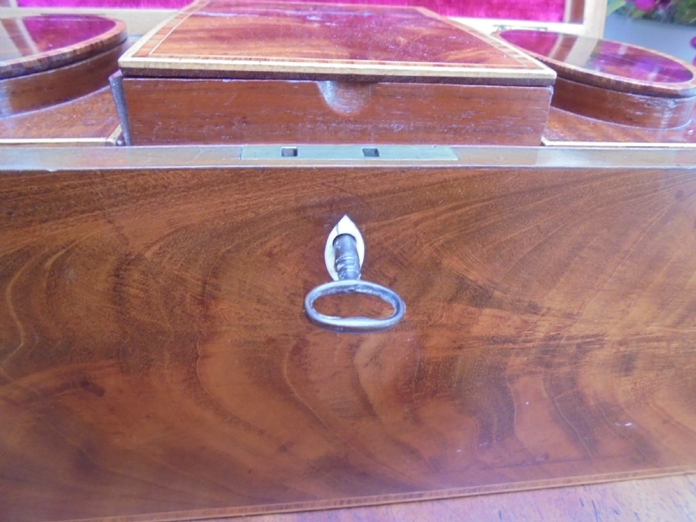 18th century mahogany boxwood banded tea caddy View VI