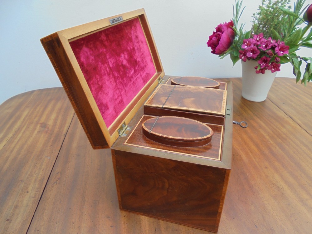 18th century mahogany boxwood banded tea caddy View VII