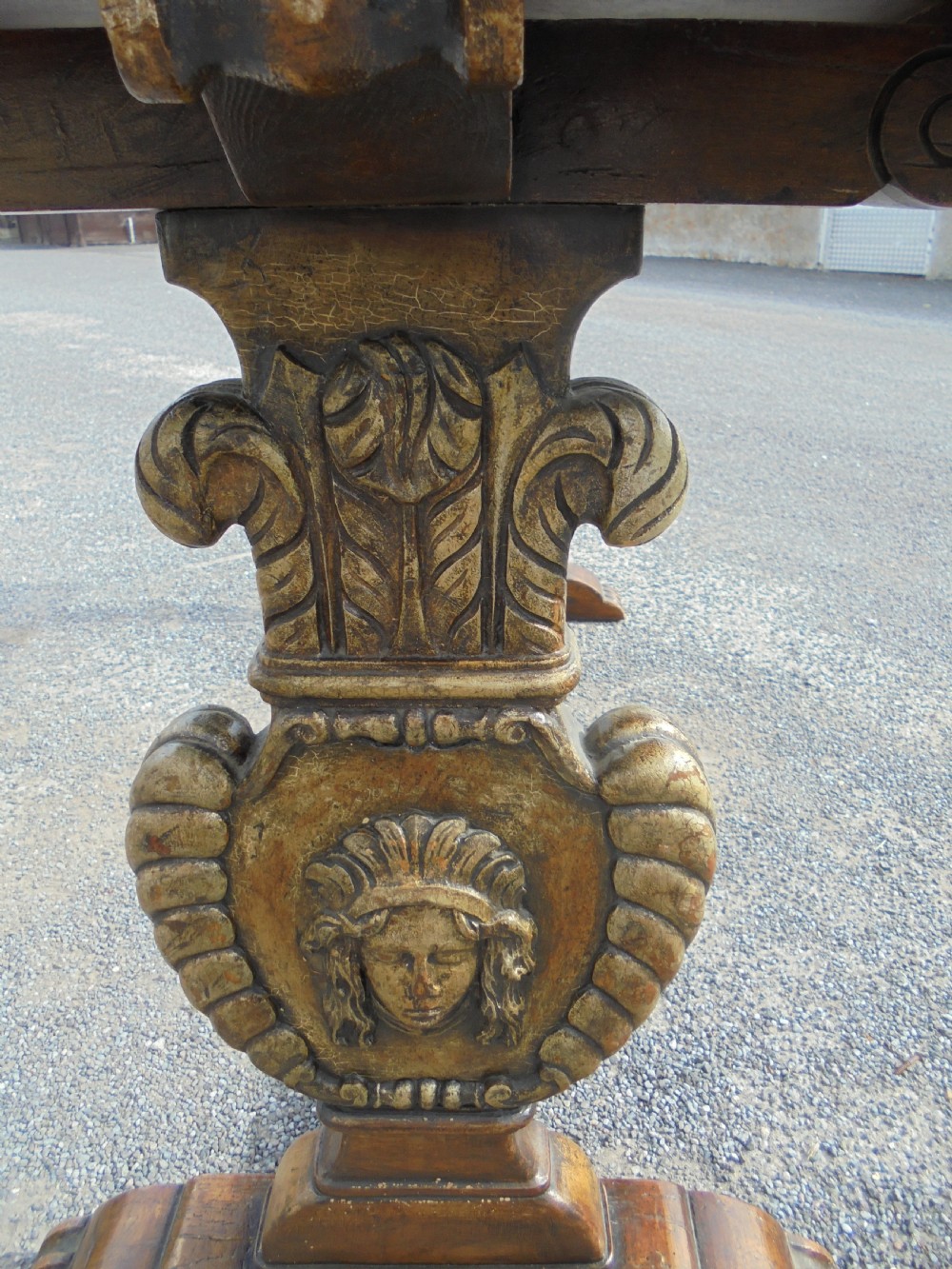 Victorian burr oak top small refectory  kitchen table View II