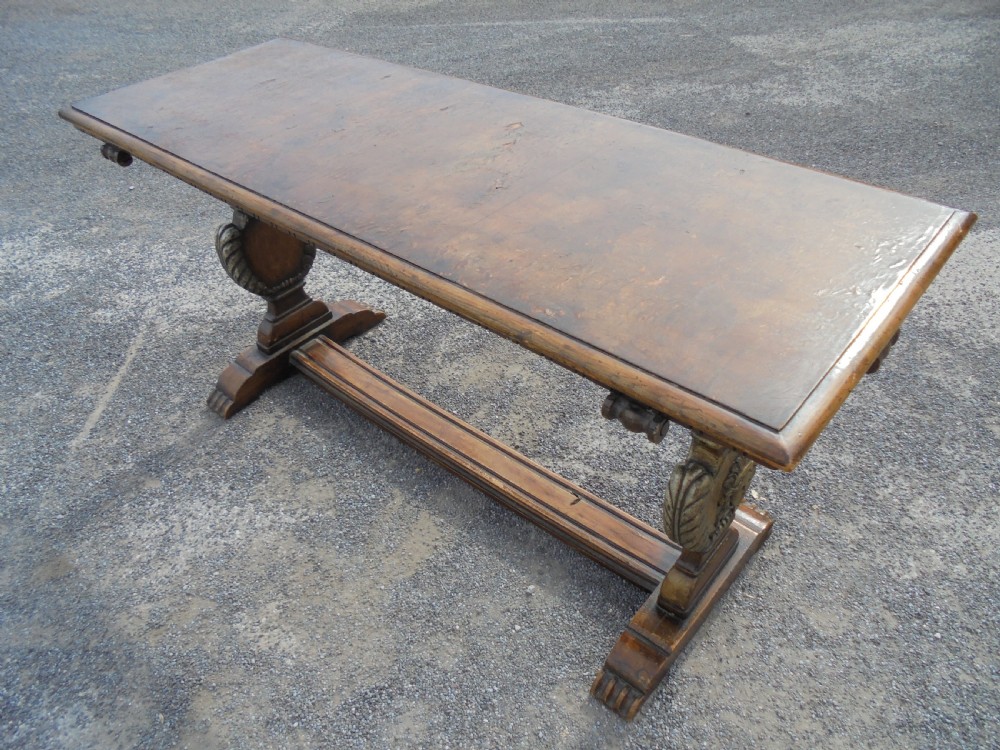 Victorian burr oak top small refectory  kitchen table View III