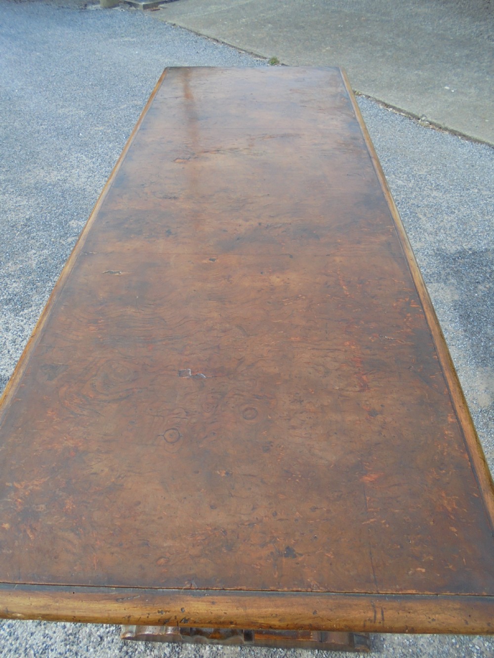 Victorian burr oak top small refectory  kitchen table View V