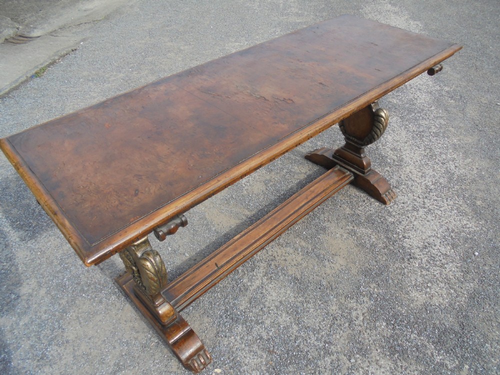 Victorian burr oak top small refectory  kitchen table View VI