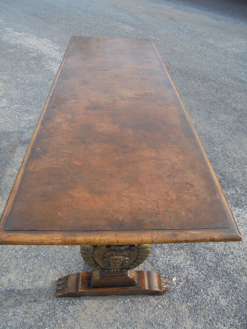 Victorian burr oak top small refectory  kitchen table View VII