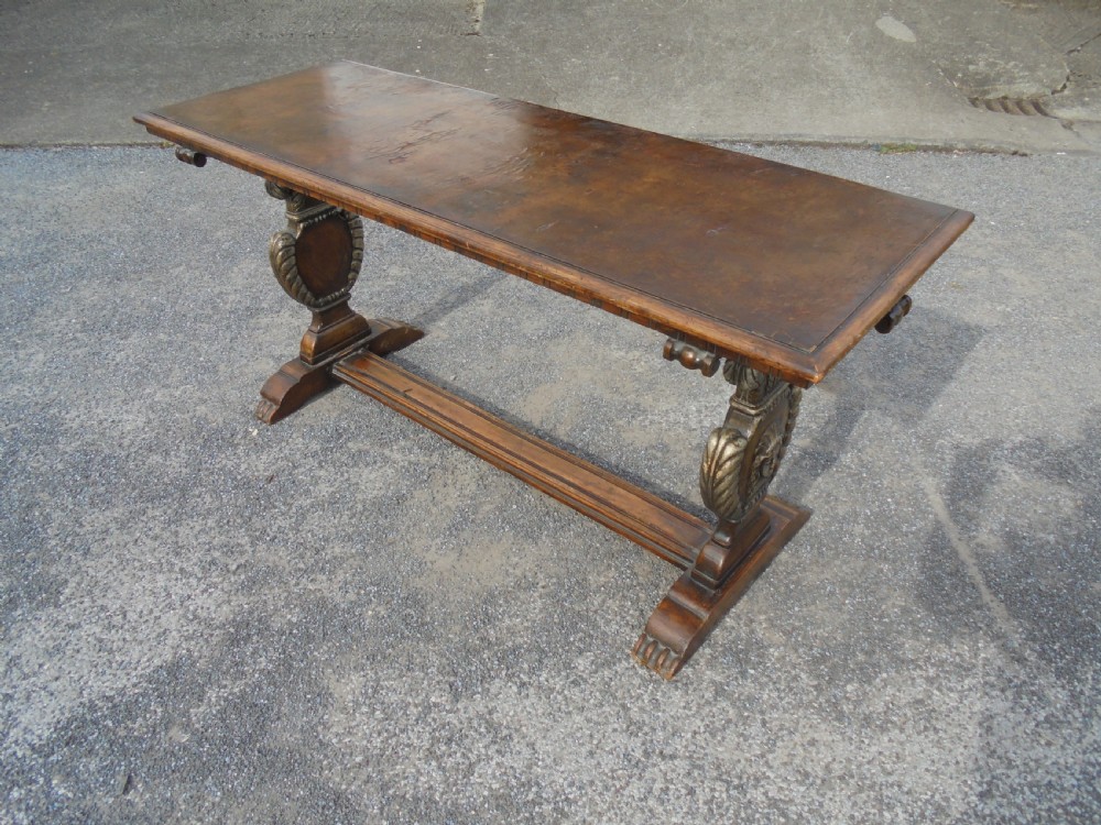 Victorian burr oak top small refectory  kitchen table View VIII