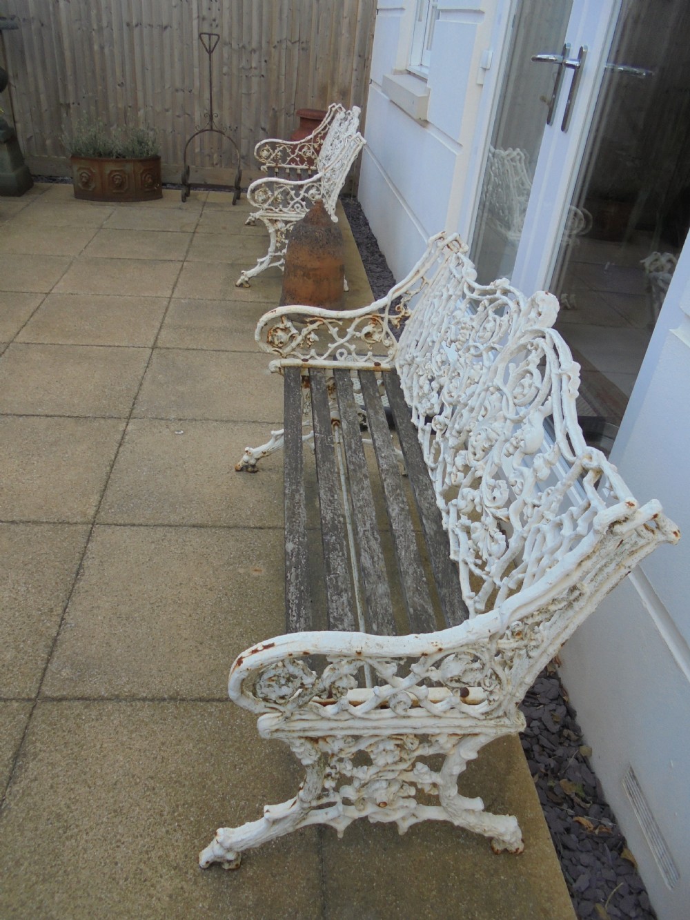 PAIR of Victorian cast iron garden benches View III