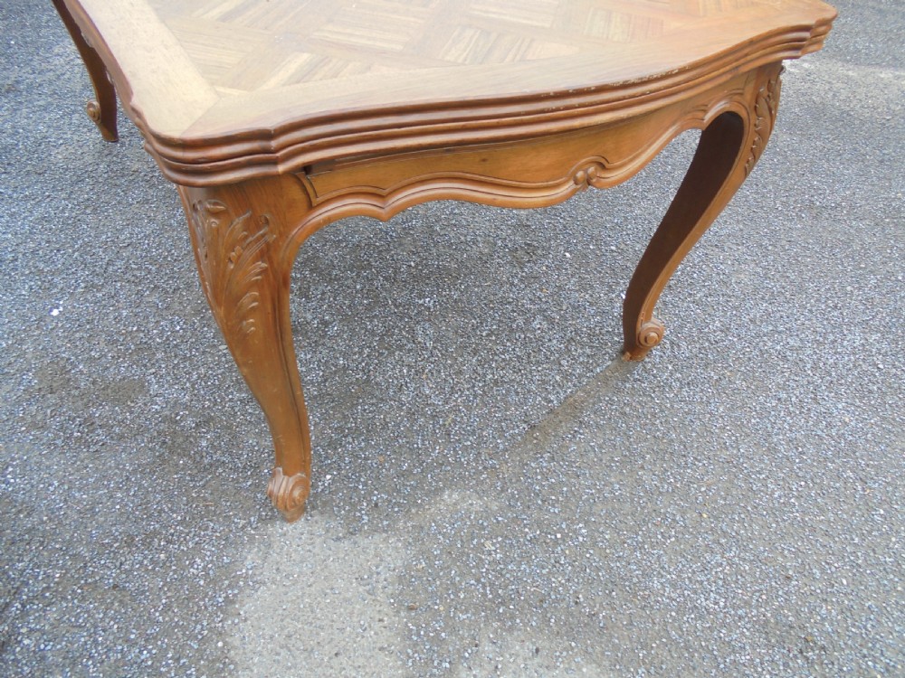 French parquetry top extension Farmhouse table seats ten View II