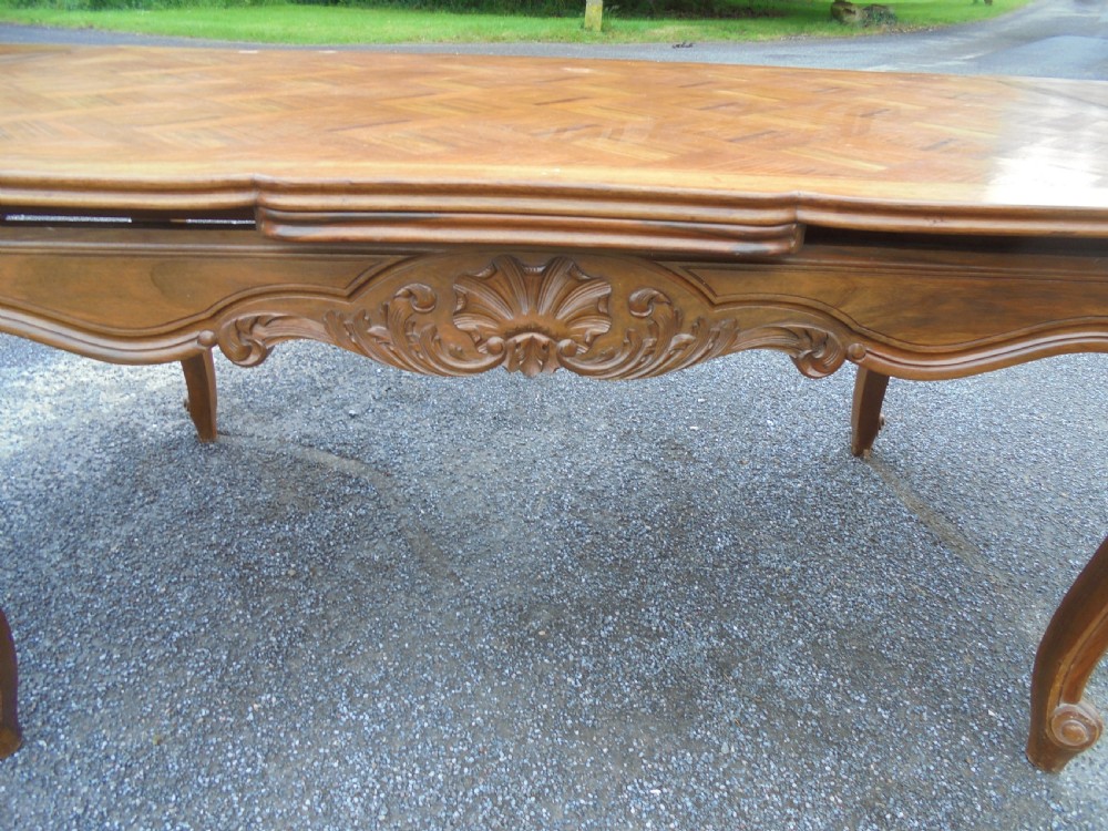 French parquetry top extension Farmhouse table seats ten View IV