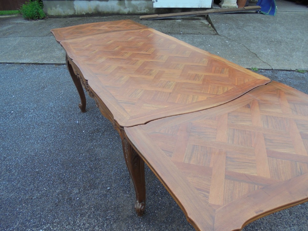 French parquetry top extension Farmhouse table seats ten View V