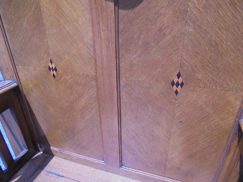 Oak Arts and Crafts Hall stand with lift up seat View IV