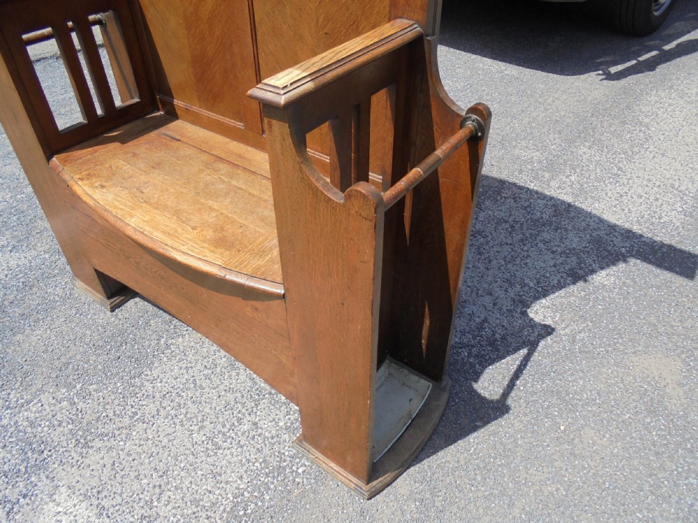 Oak Arts and Crafts Hall stand with lift up seat View V