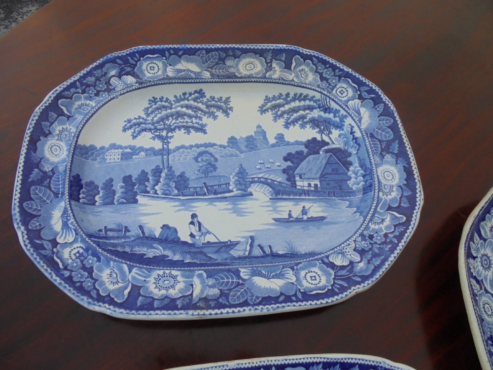 Set three blue and white platters View VIII