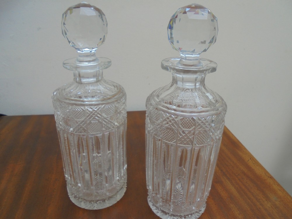 Pair Victorian cut glass decanters View II