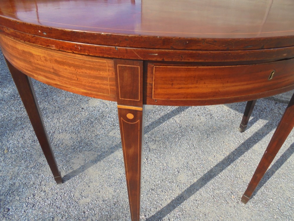 18th century half round mahogany tea table View III