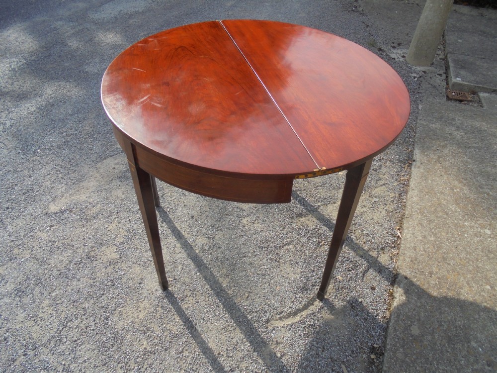 18th century half round mahogany tea table View VI