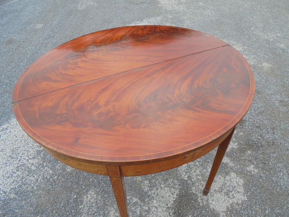 18th century mahogany half round tea table View II