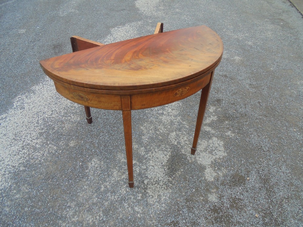 18th century mahogany half round tea table View IV