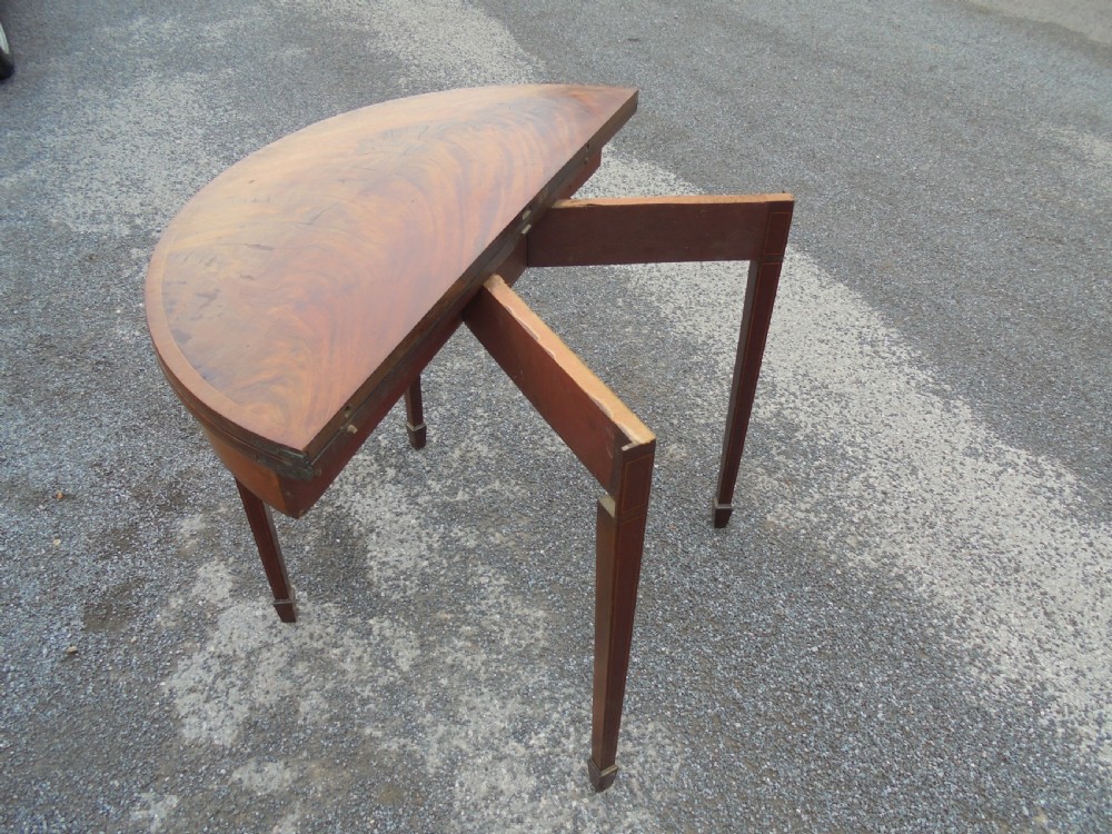 18th century mahogany half round tea table View X