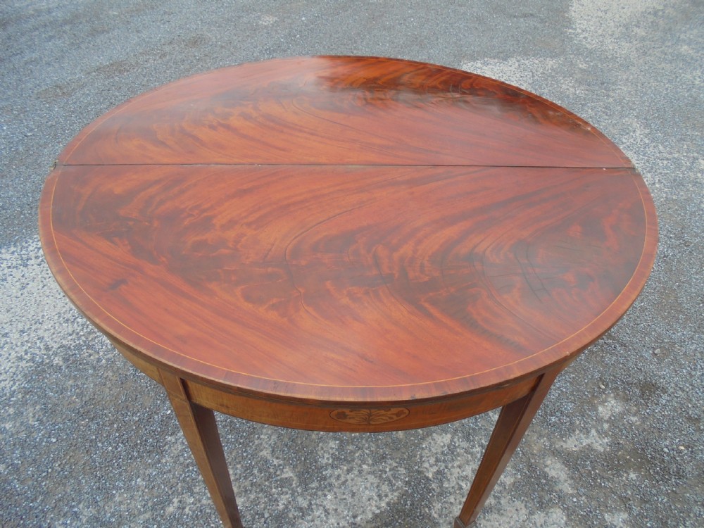 18th century mahogany half round tea table View XI