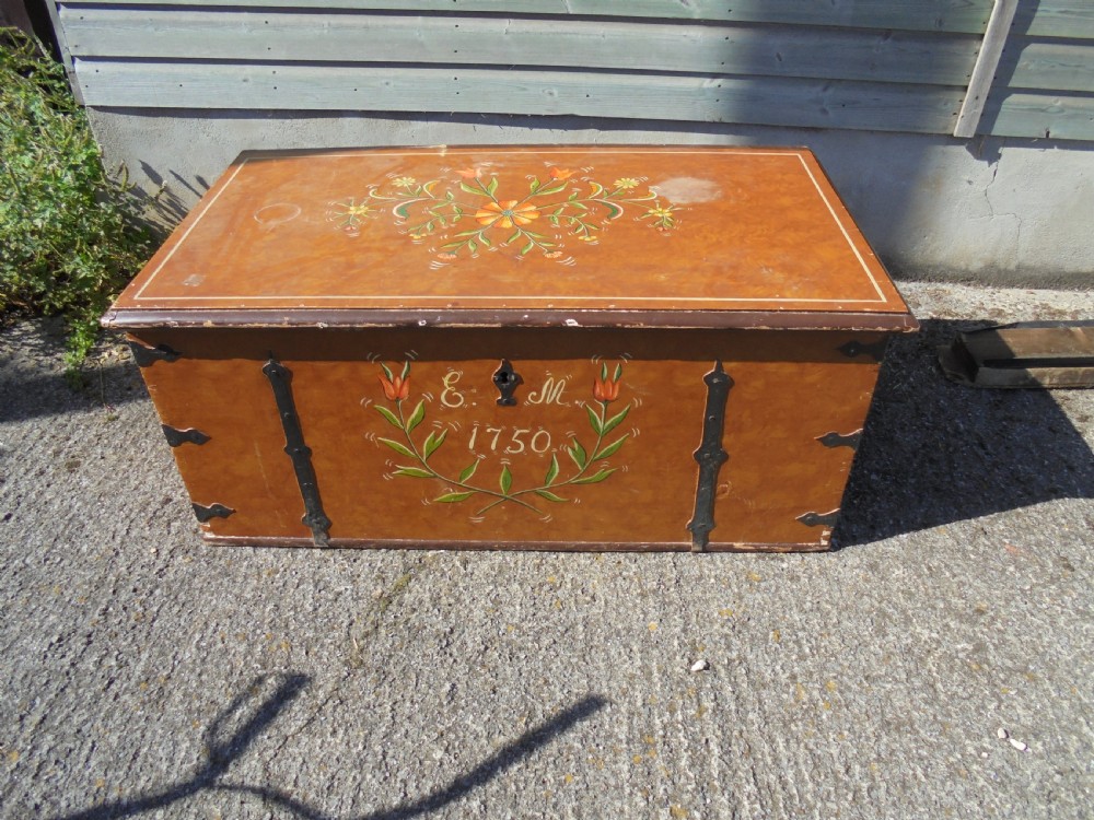 Early 19th Century Painted Decorated Storage Box View II