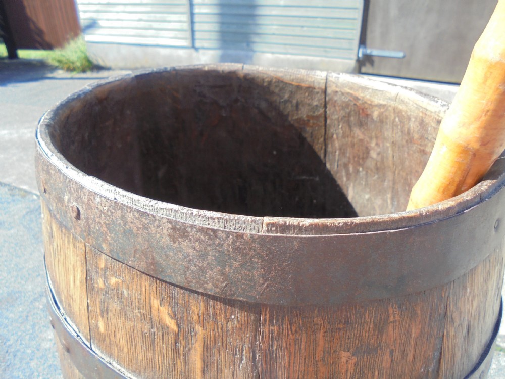 19th Century Iron Bound Wooden barrel View II
