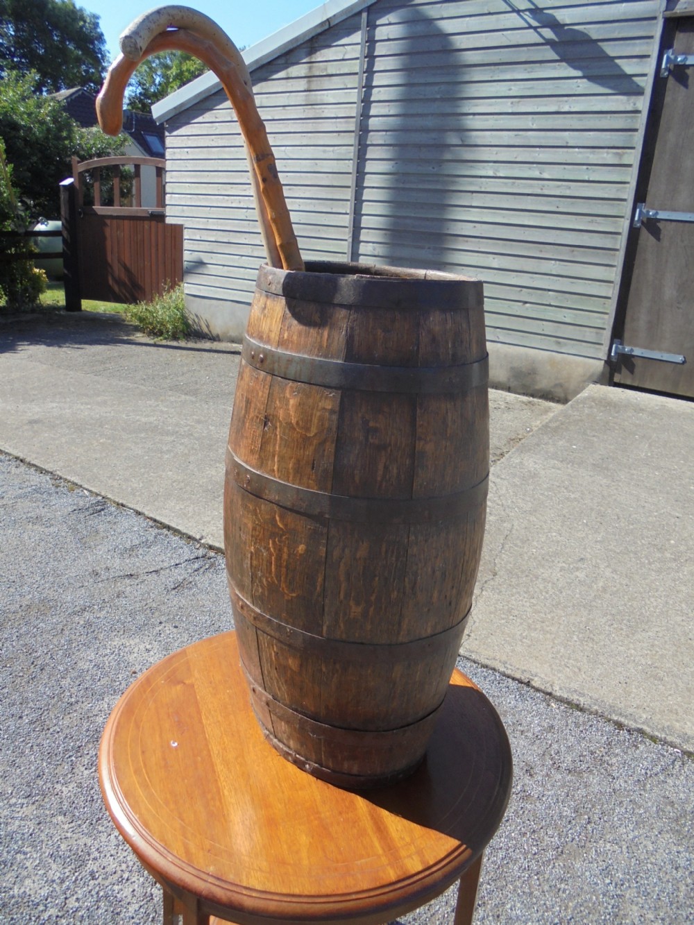 19th Century Iron Bound Wooden barrel View III