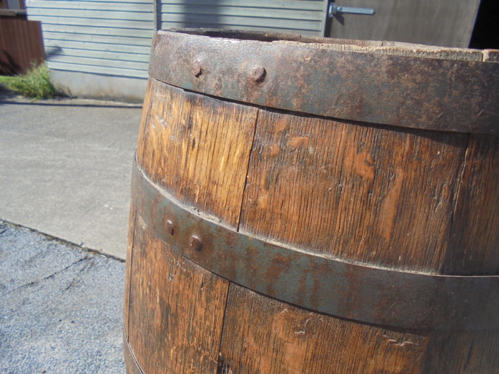 19th Century Iron Bound Wooden barrel View V