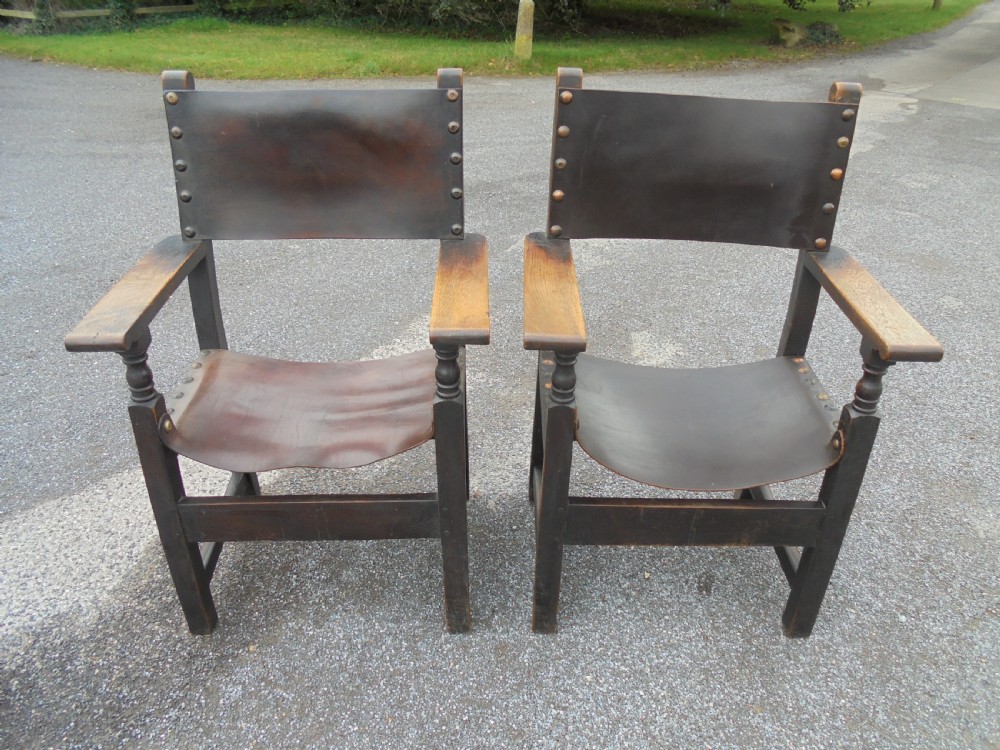 Pair of 19th century leather armchairs