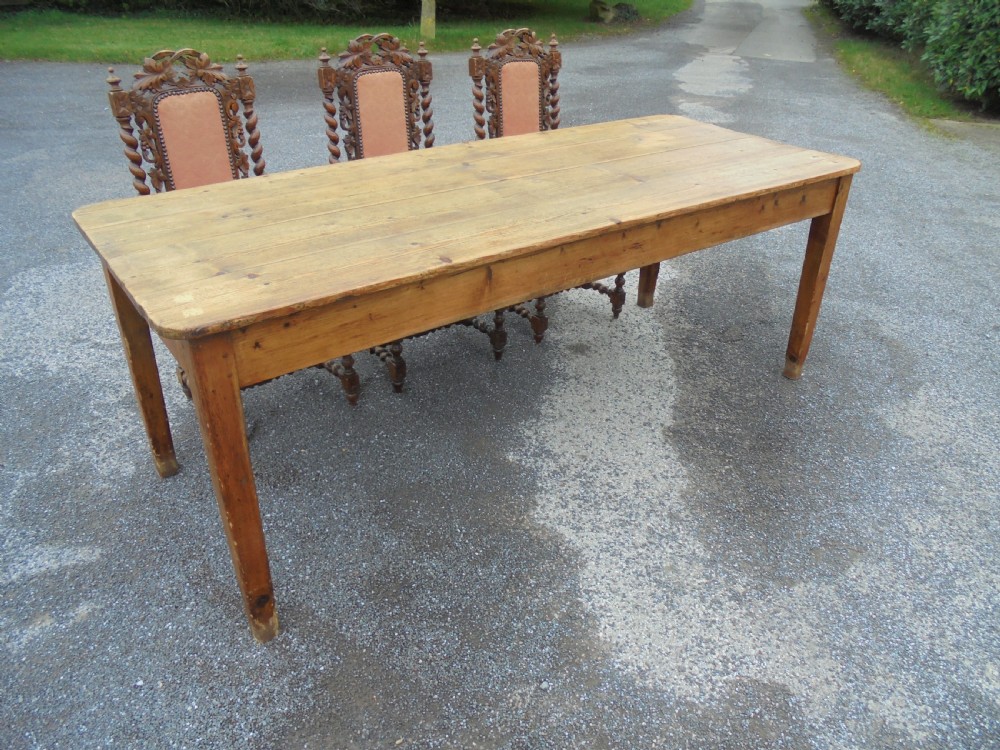 19th century pine Farmhouse kitchen table. Seats eight View II