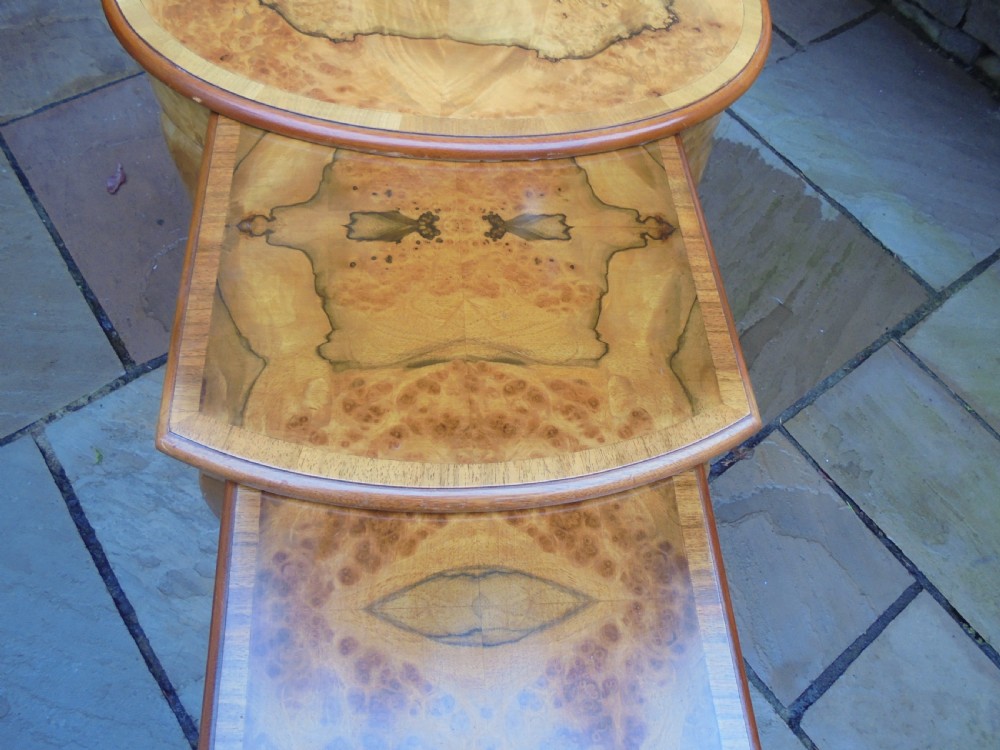 Waring and Gillow walnut nest of three tables. View IV