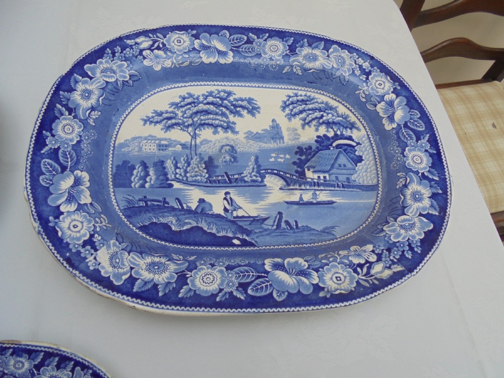 Set of three blue and white ' Wild Rose 'platters View IV