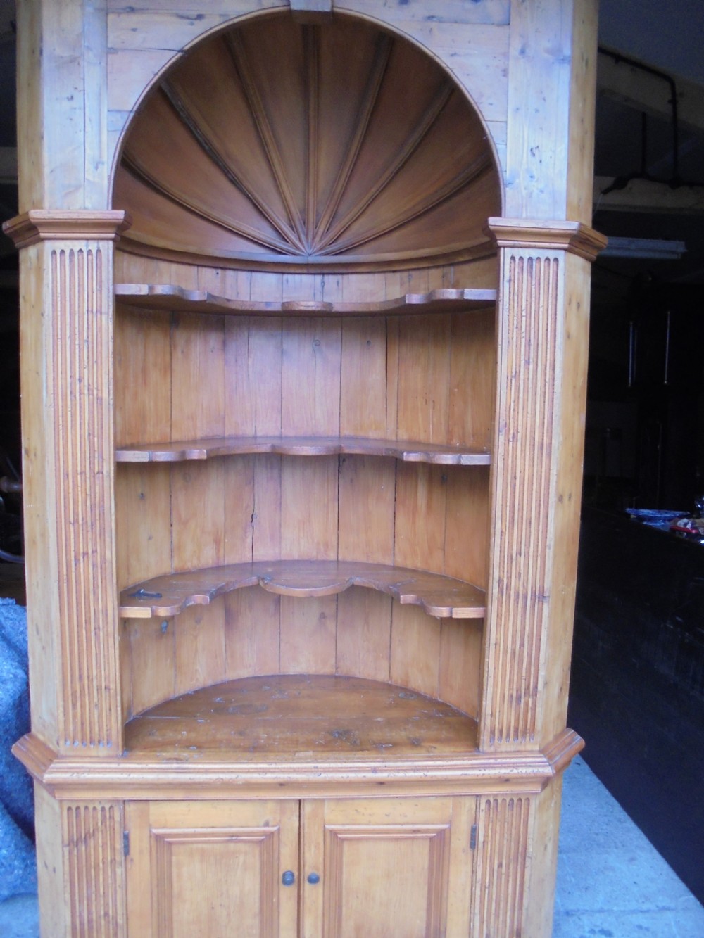 George 111  Barrel Back Pine Corner Cupboard   View IV