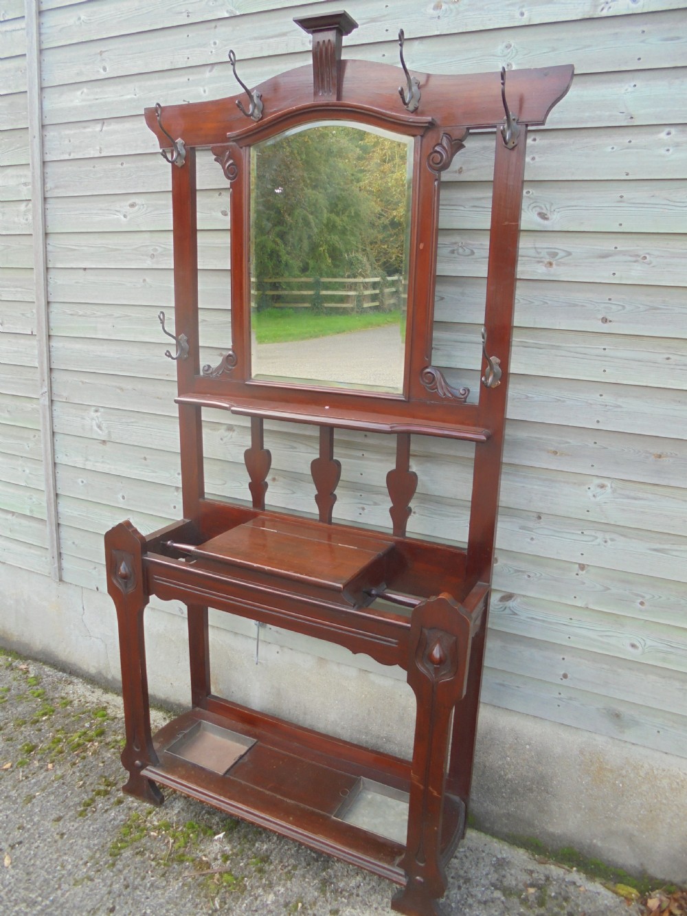 Art Nouveau mahogany hall stand