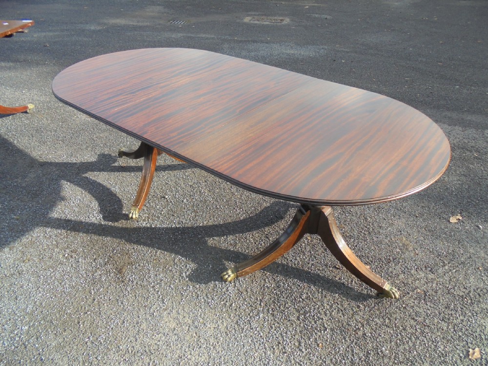 Mahogany Regency style twin pillar dining table View II
