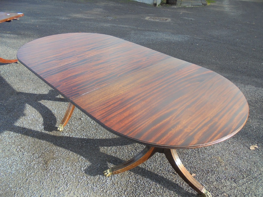Mahogany Regency style twin pillar dining table View III