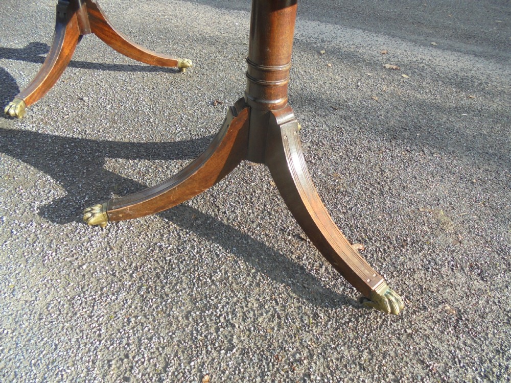 Mahogany Regency style twin pillar dining table View IV