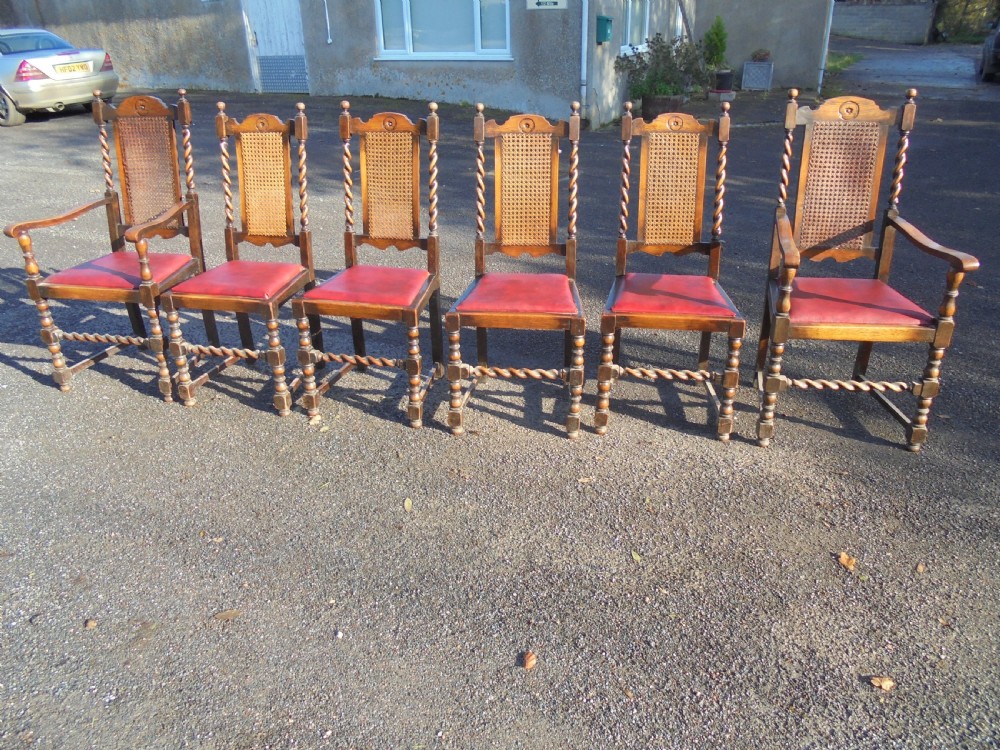 Set six barley twist oak dining chairs. Jacobean style View IV