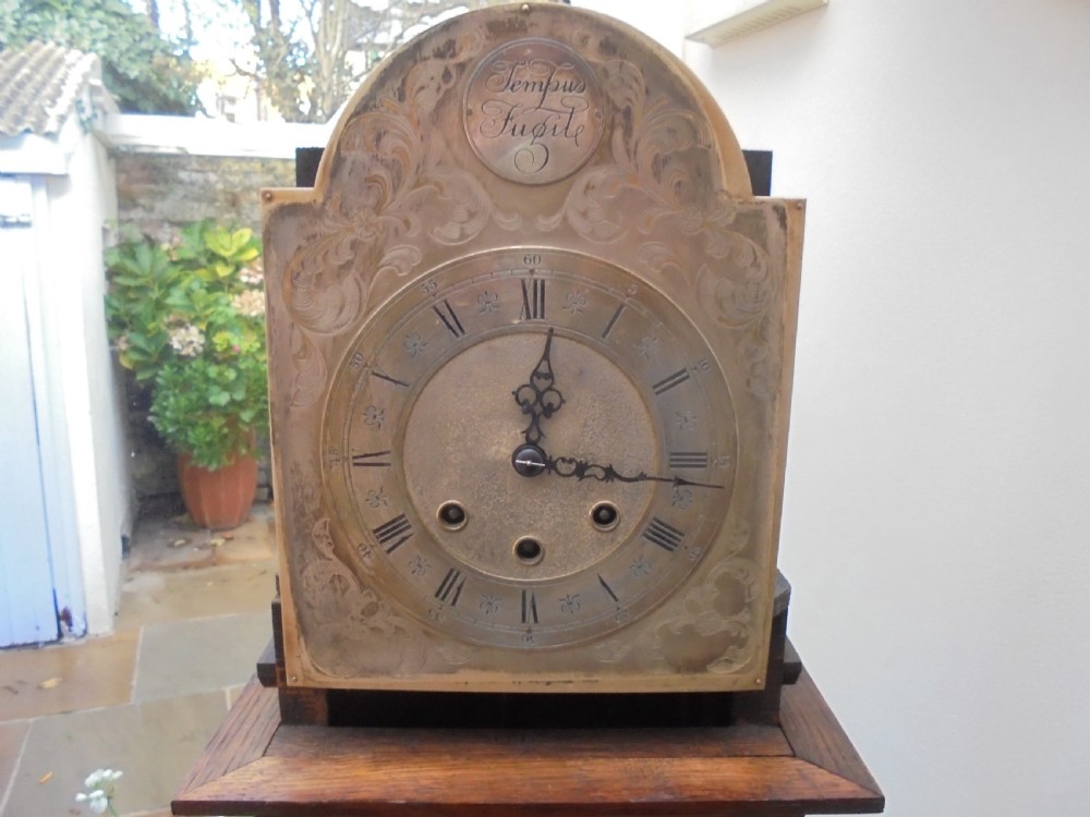 Oak Grandmother clock with silvered dial View III