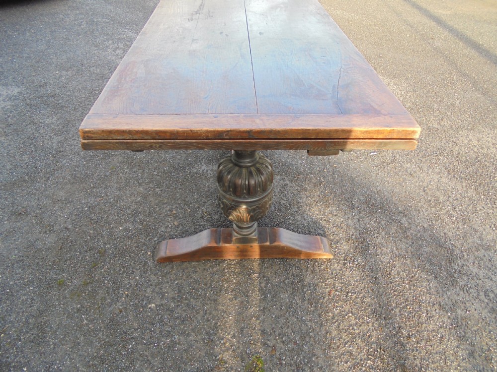 Oak extending refectory dining table seats ten View II