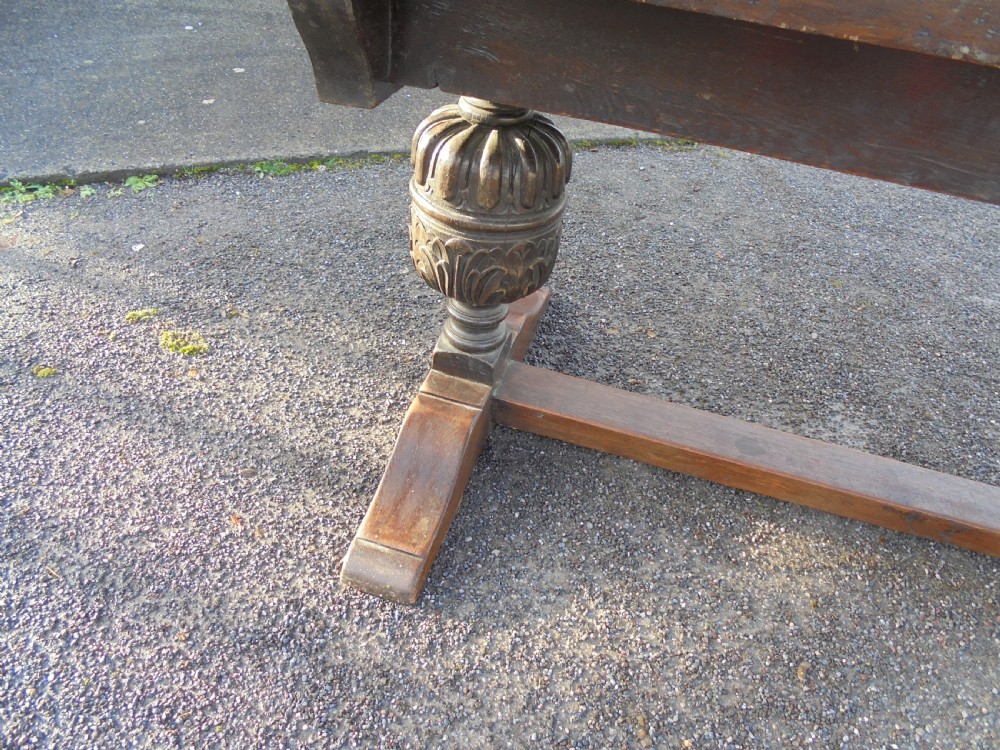 Oak extending refectory dining table seats ten View III