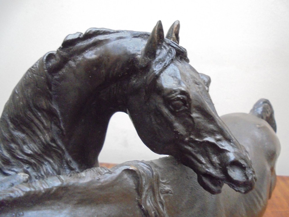 Bronzed study of Stallion and Mare View V
