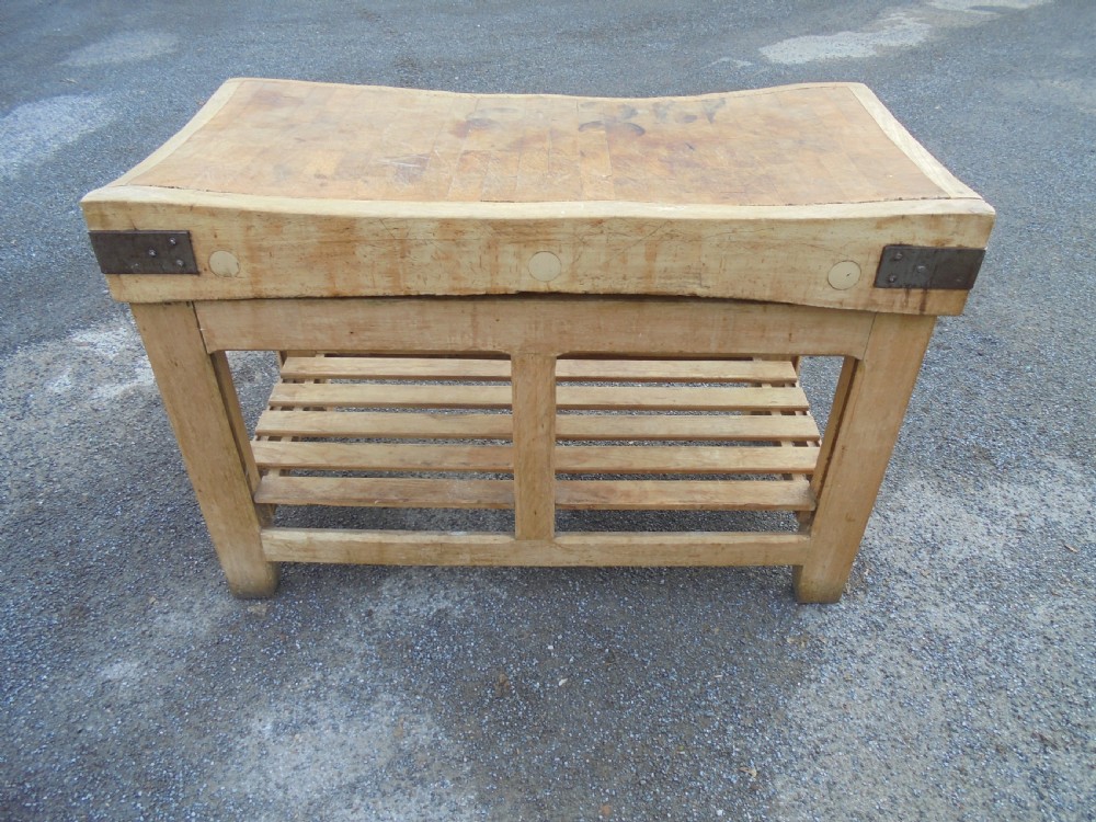 Solid pine kitchen chopping block on stand