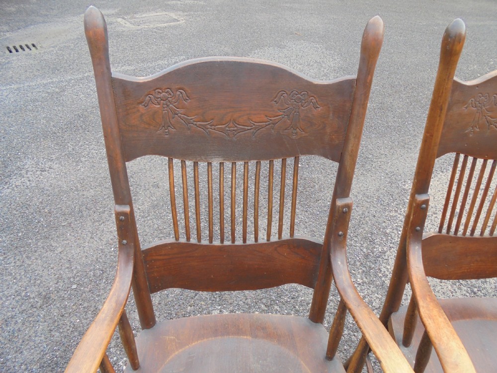 Set of six Thonet style oak high back dining chairs  View III