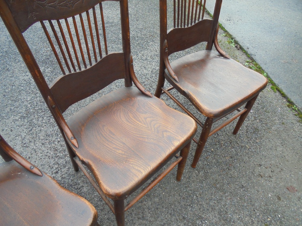 Set of six Thonet style oak high back dining chairs  View V