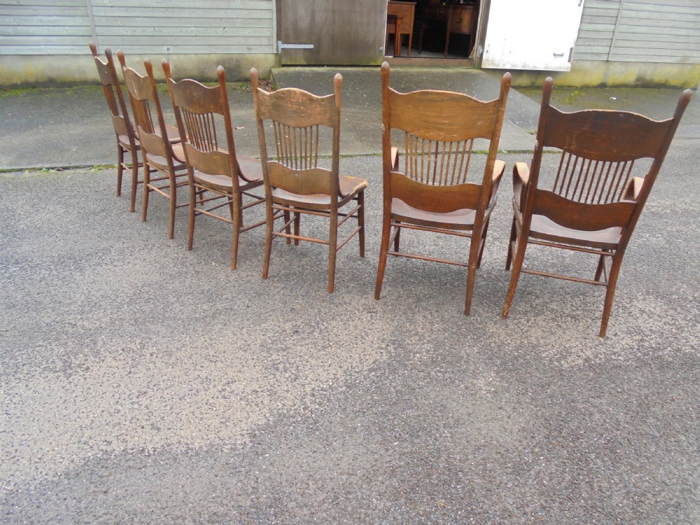 Set of six Thonet style oak high back dining chairs  View VII
