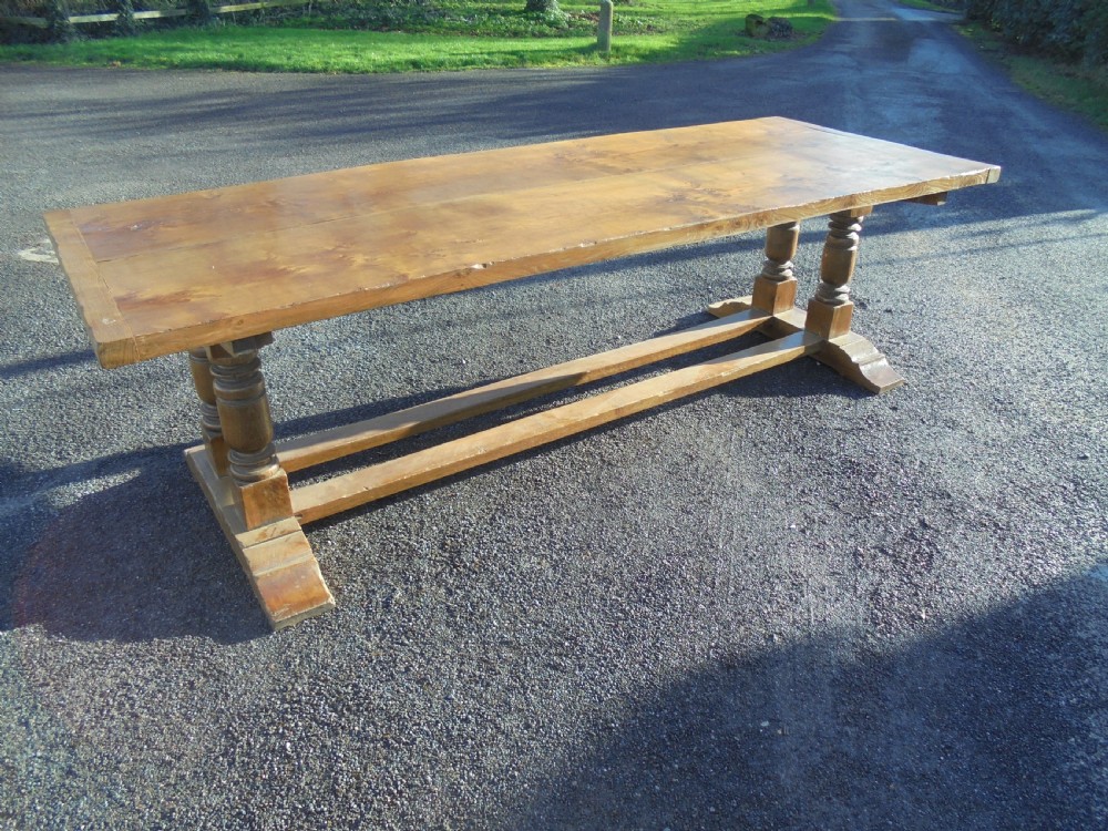 Large  Walnut  Farmhouse Refectory Table Seats Ten View II