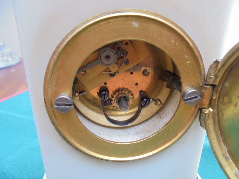19th century miniature marble and ormolu mantle clock View II